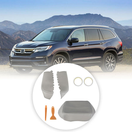 Leather Gray Front Center Console Lid Door Armrest Cover For 09-15 Honda Pilot Lab Work Auto