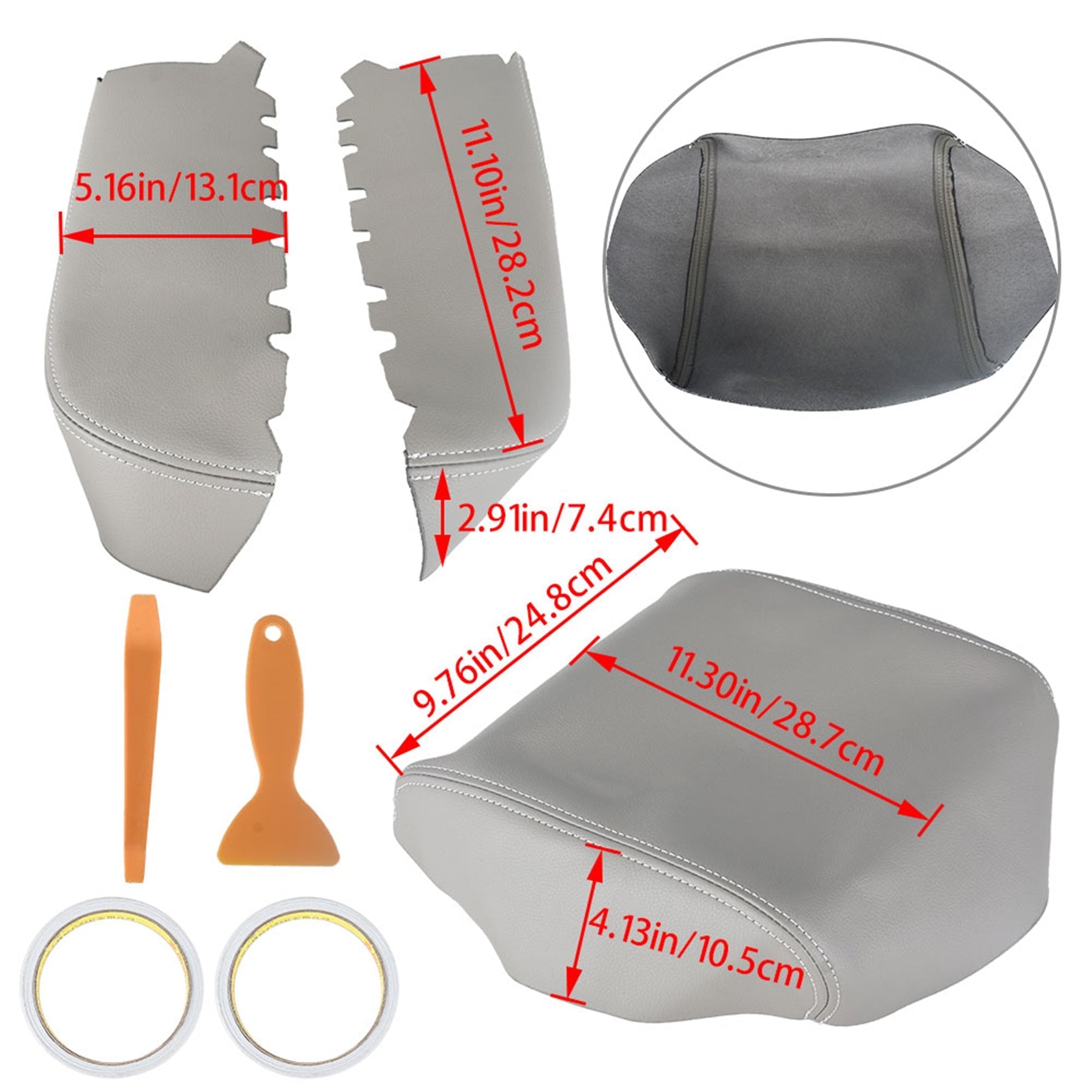 Leather Gray Front Center Console Lid Door Armrest Cover For 09-15 Honda Pilot Lab Work Auto