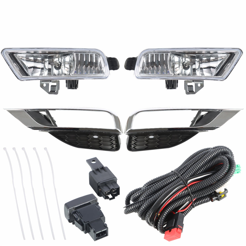 Left and Right Fog Lights Lamps+Wiring Kit & Switch For 2015 2016 Honda CRV CR-V Lab Work Auto