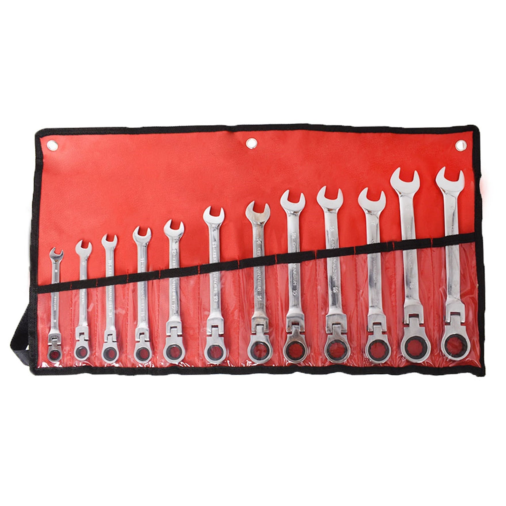 Metric Flexible Head Ratcheting Wrench Combination Spanner Tool Set 12pc 8-19mm Lab Work Auto