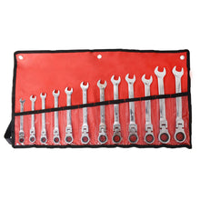 Load image into Gallery viewer, Metric Flexible Head Ratcheting Wrench Combination Spanner Tool Set 12pc 8-19mm Lab Work Auto
