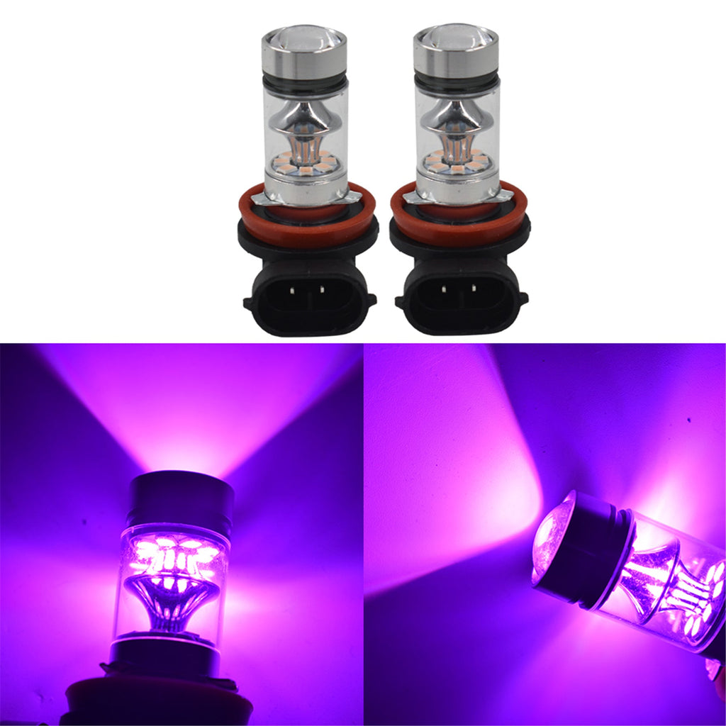 NEW 2x H8 H9 H11 H16 14000K Purple 100W LED Headlight Bulbs Kit Fog Light - Lab Work Auto