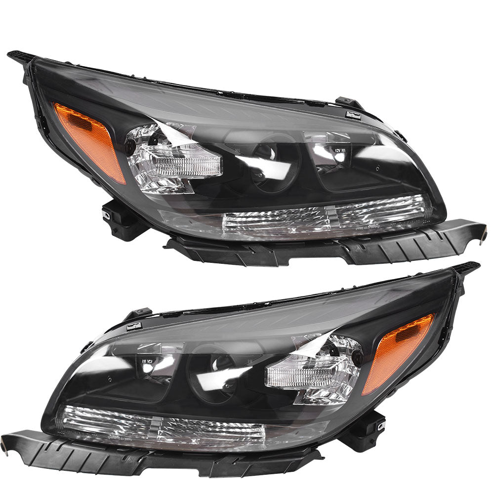 NEW Halogen Projector Headlights Assembly For 2013 2014 2015 Chevy Malibu Black Lab Work Auto