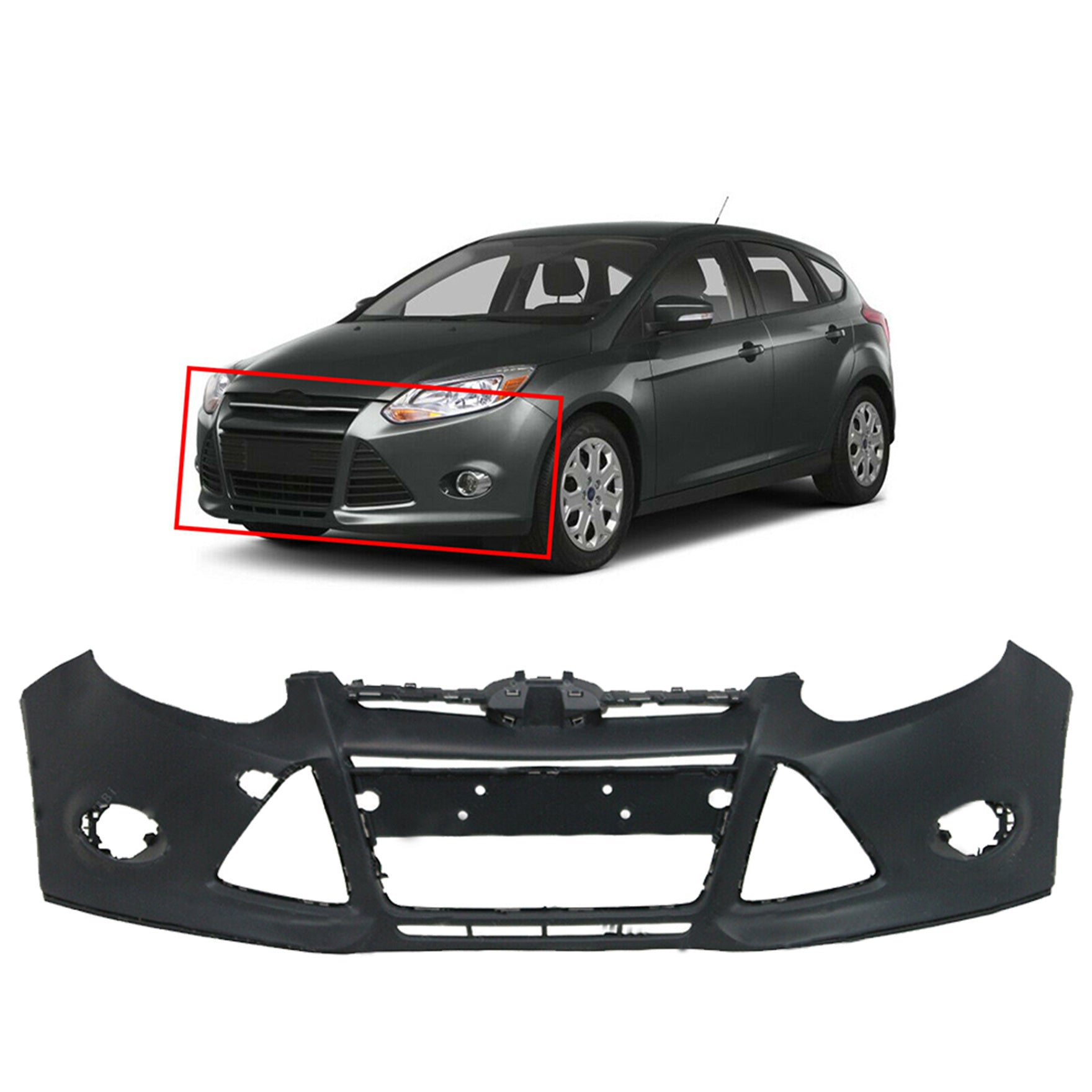 NEW Primered - Front Bumper Cover for 2012 2013 2014 Ford Focus Sedan/Hatch Lab Work Auto