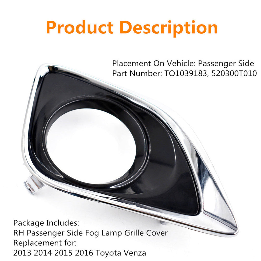 New Fog Trim Light RH (Passenger Side) for Toyota Venza TO1039183 2013 14 15 16 Lab Work Auto