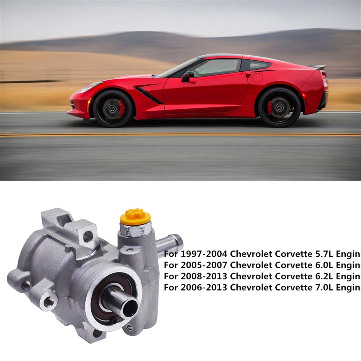 New Power Steering Pump for 1997 1998 1999 2000-2013 Chevrolet Corvette 20-822 Lab Work Auto