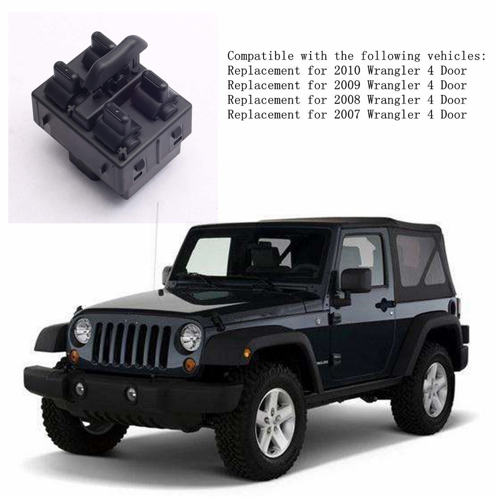 One Master Power Window Switch Front Left For 2007-2010 Jeep Wrangler 4 Door Lab Work Auto