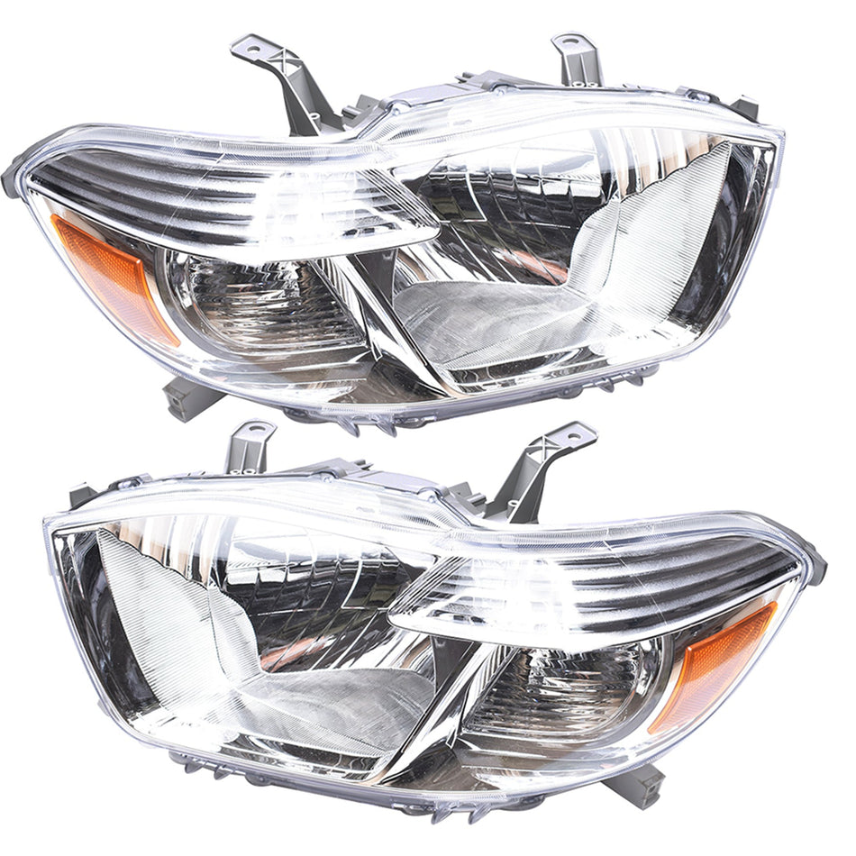 Pair Amber Corner Projector Headlight Head Lamps For 2008-2010 Toyota Highlander Lab Work Auto