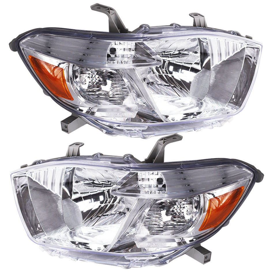 Pair Amber Corner Projector Headlight Head Lamps For 2008-2010 Toyota Highlander Lab Work Auto