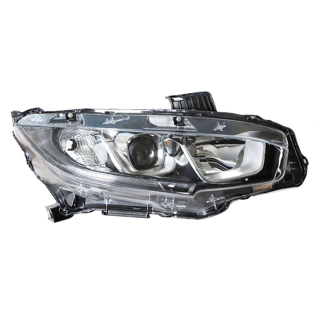 Projector Headlight For 2016-2018 Honda Civic Halogen Headlamp Chrome Right Side Lab Work Auto