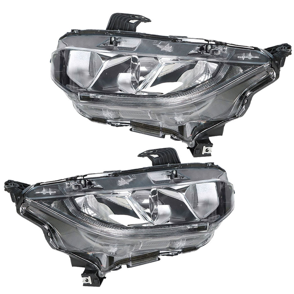 Projector Headlights For 2016-2020 Honda Civic Halogen Headlamps Chrome RH & LH Lab Work Auto