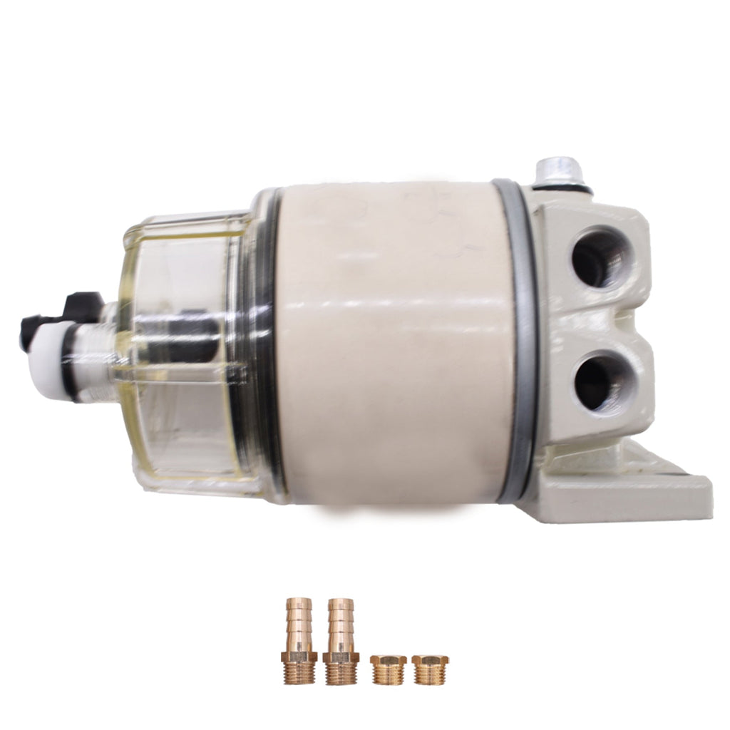 R12T Fuel Filter Water Separator 120AT NPT ZG1/4-19 with Fitting Complete Combo Filter Fit for Automotive Racor R12T 10 Micron Marine Diesel Engine 3/8 Inch NPT Outboard Motor Durable Spin-on Housing Lab Work Auto
