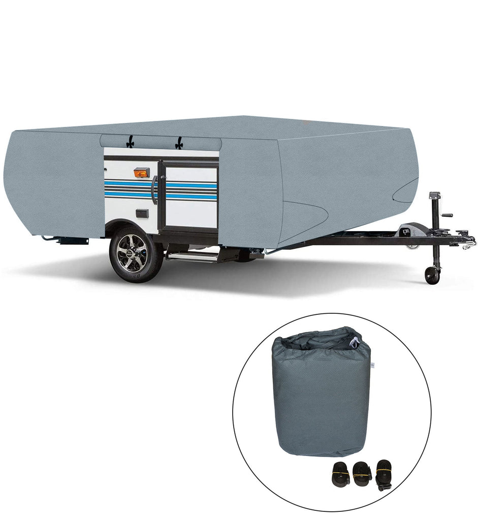 RV Trailer Cover For Folding Pop Up Camper 16-18 FT Trailers Waterproof Lab Work Auto