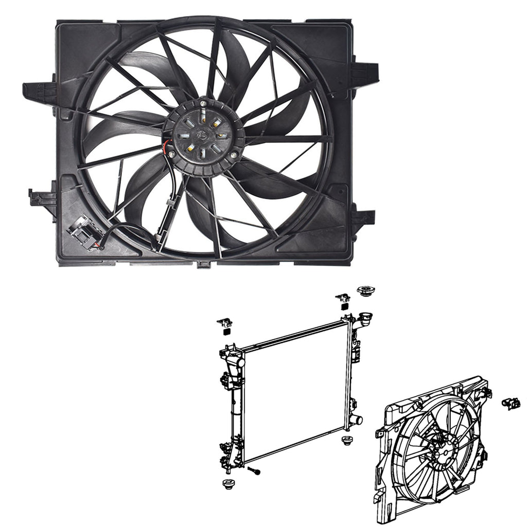 Radiator And A/C Condenser Fan For Jeep Grand Cherokee Dodge Durango 3 prong Lab Work Auto