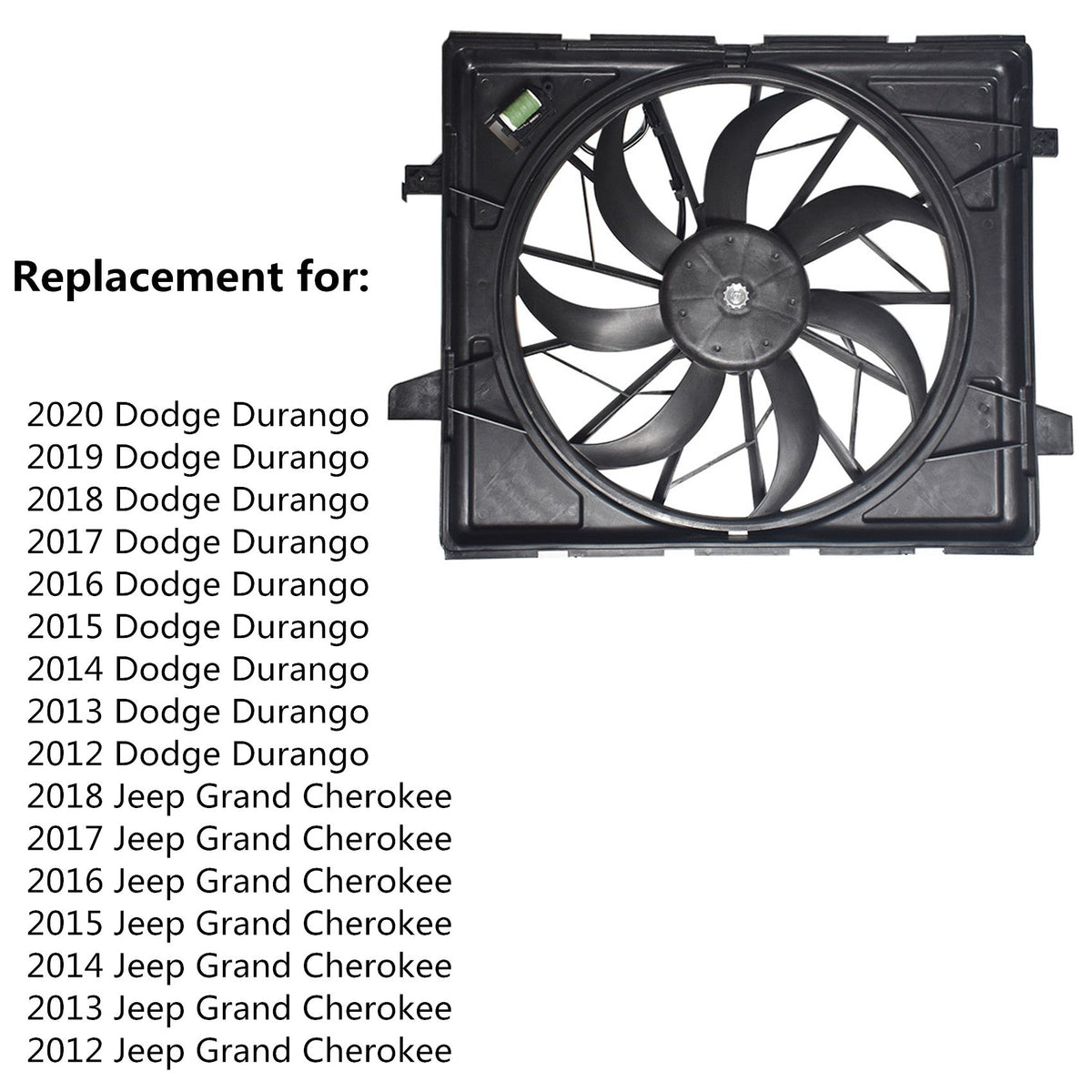 Radiator And A/C Condenser Fan For Jeep Grand Cherokee Dodge Durango 3 prong Lab Work Auto