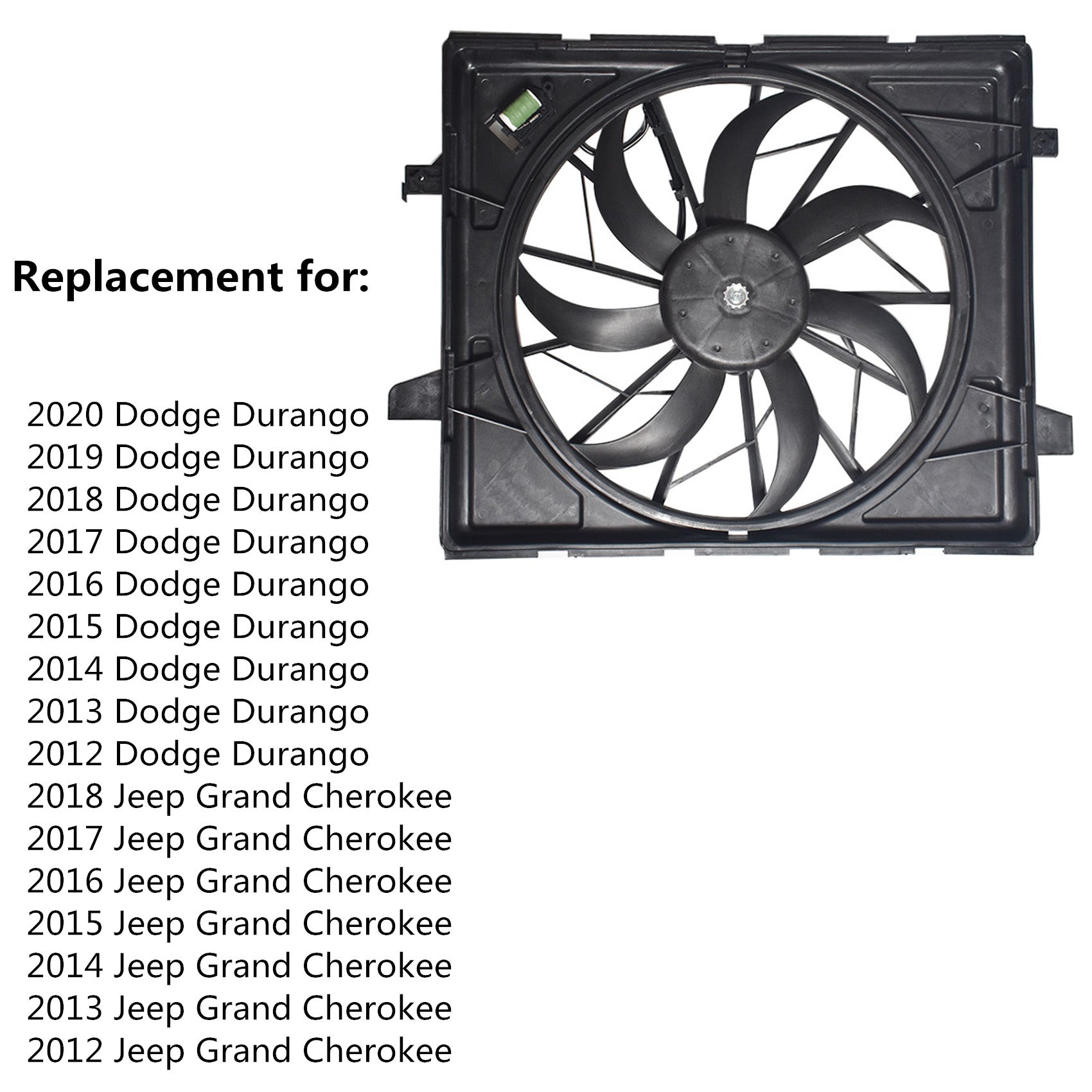 Radiator And A/C Condenser Fan For Jeep Grand Cherokee Dodge Durango 3 prong Lab Work Auto