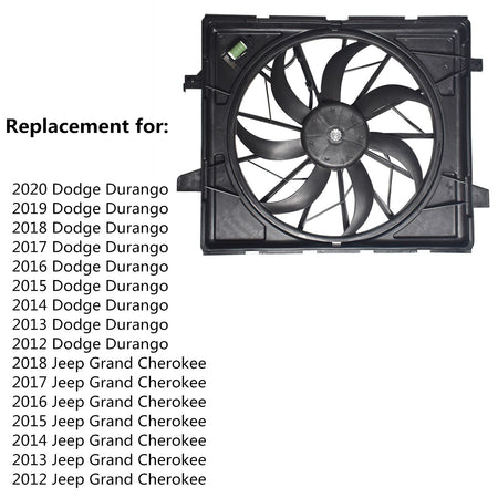 Radiator And A/C Condenser Fan For Jeep Grand Cherokee Dodge Durango 3 prong Lab Work Auto