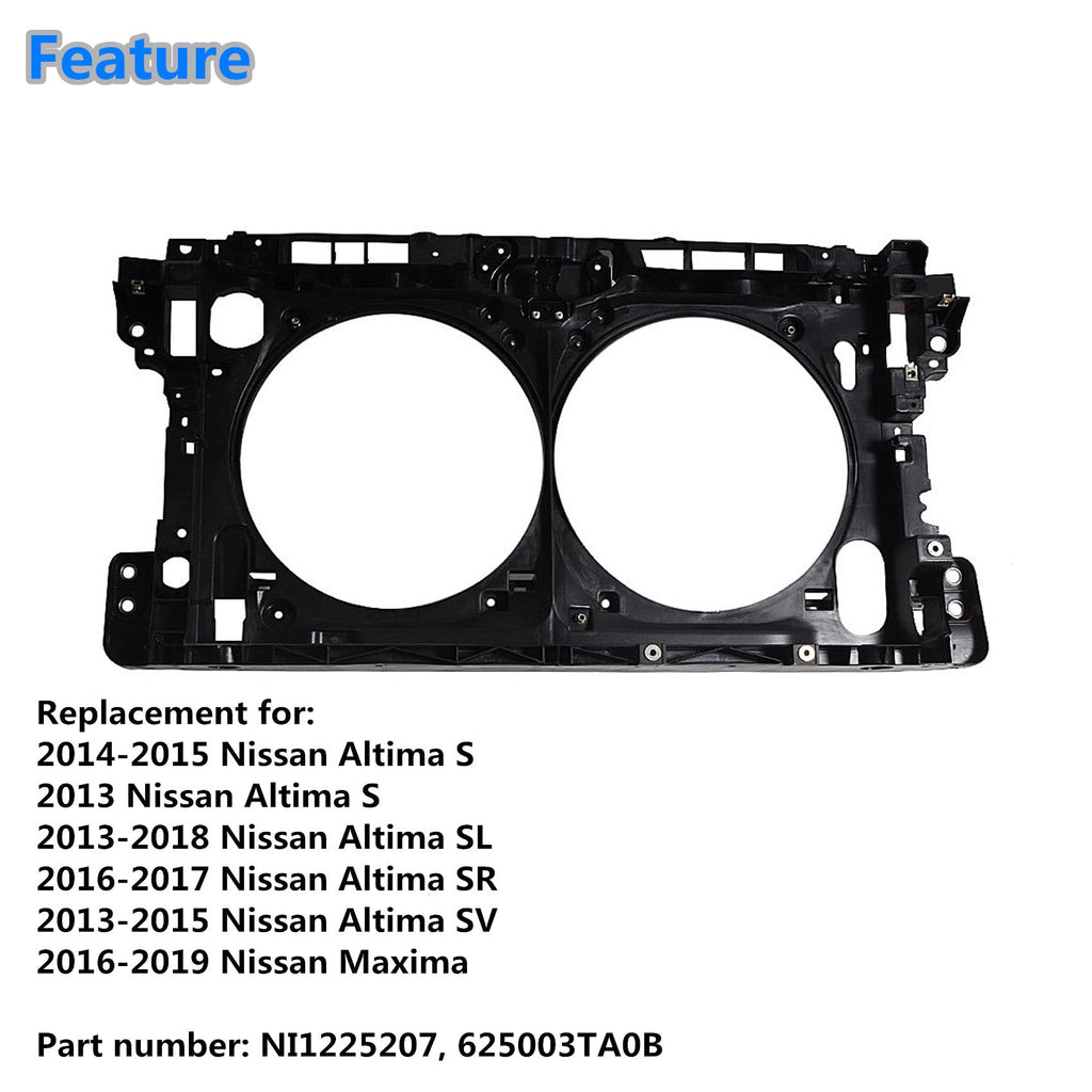 Radiator Support For 2013-2016 Nissan Altima 2016 Maxima Assembly Black Lab Work Auto