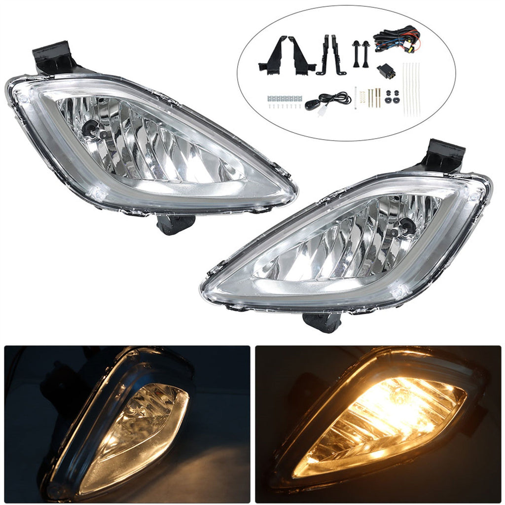 Replacement for 2011-2013 Hyundai Elantra Front Bumper Fog Lamp Transparent Lens Left + Right 2 Pieces Lab Work Auto