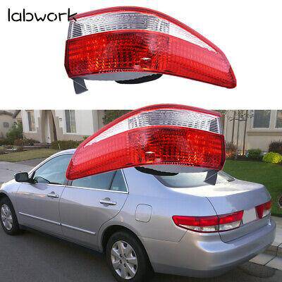 Right & Left Tail Light Lamps For 2003-2004 Honda Accord Red Lens Chrome Housing Lab Work Auto