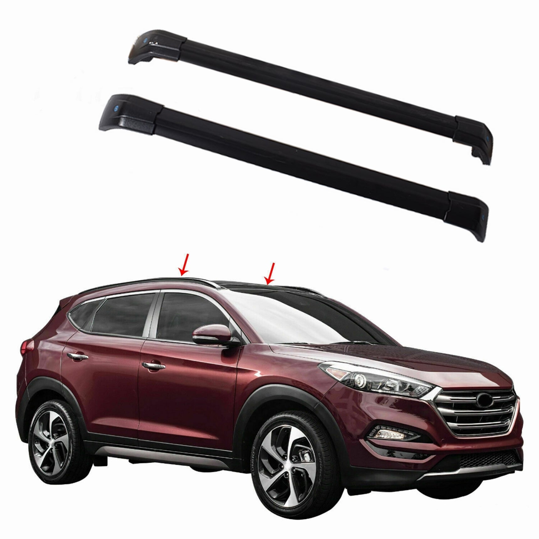 Roof Rail Rack Cross Bar Baggage Crossbar Fit For Hyundai TUCSON 2016-2020 Black Lab Work Auto