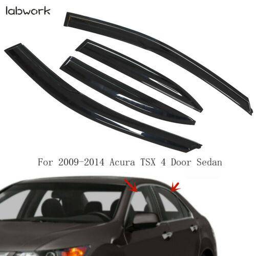 Smoke Window Visor Rain Guard For 2009-2014 Acura TSX 4 Door Sedan Wavy Style Lab Work Auto
