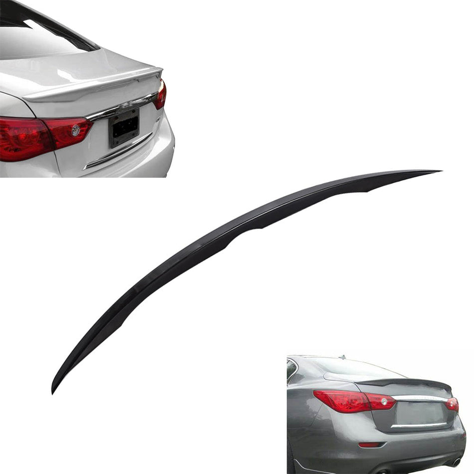 Spoiler For INFINITI Q50 JDM 2014-20 Painted Gloss Black Rear Trunk Splitter ABS Lab Work Auto