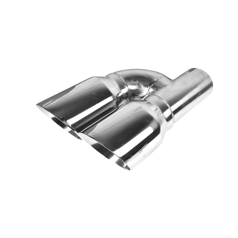 Stainless Steel Pair Offset Quad Dual Wall 4" Out 3" In Exhaust Tips Angle Cut Lab Work Auto 