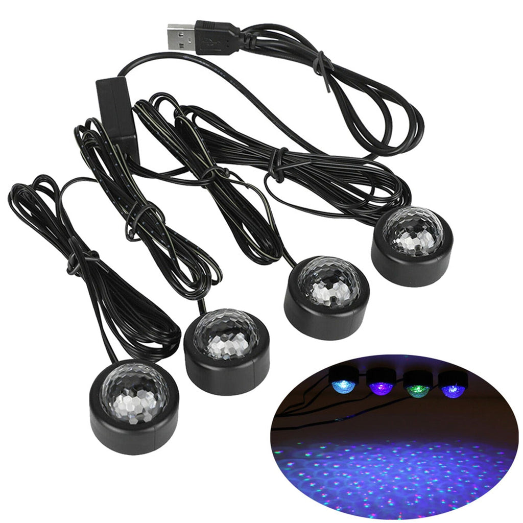 Star Light Sound Control Interior Seat Ambient Decor USB Car LED Atmosphere Lamp Lab Work Auto