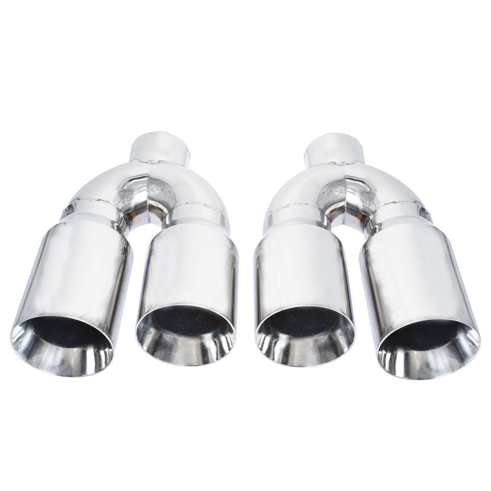 Straight Cut Staggered Quad 4"Out 3" In Exhaust Tips Dual Wall Stainless Steel Lab Work Auto 