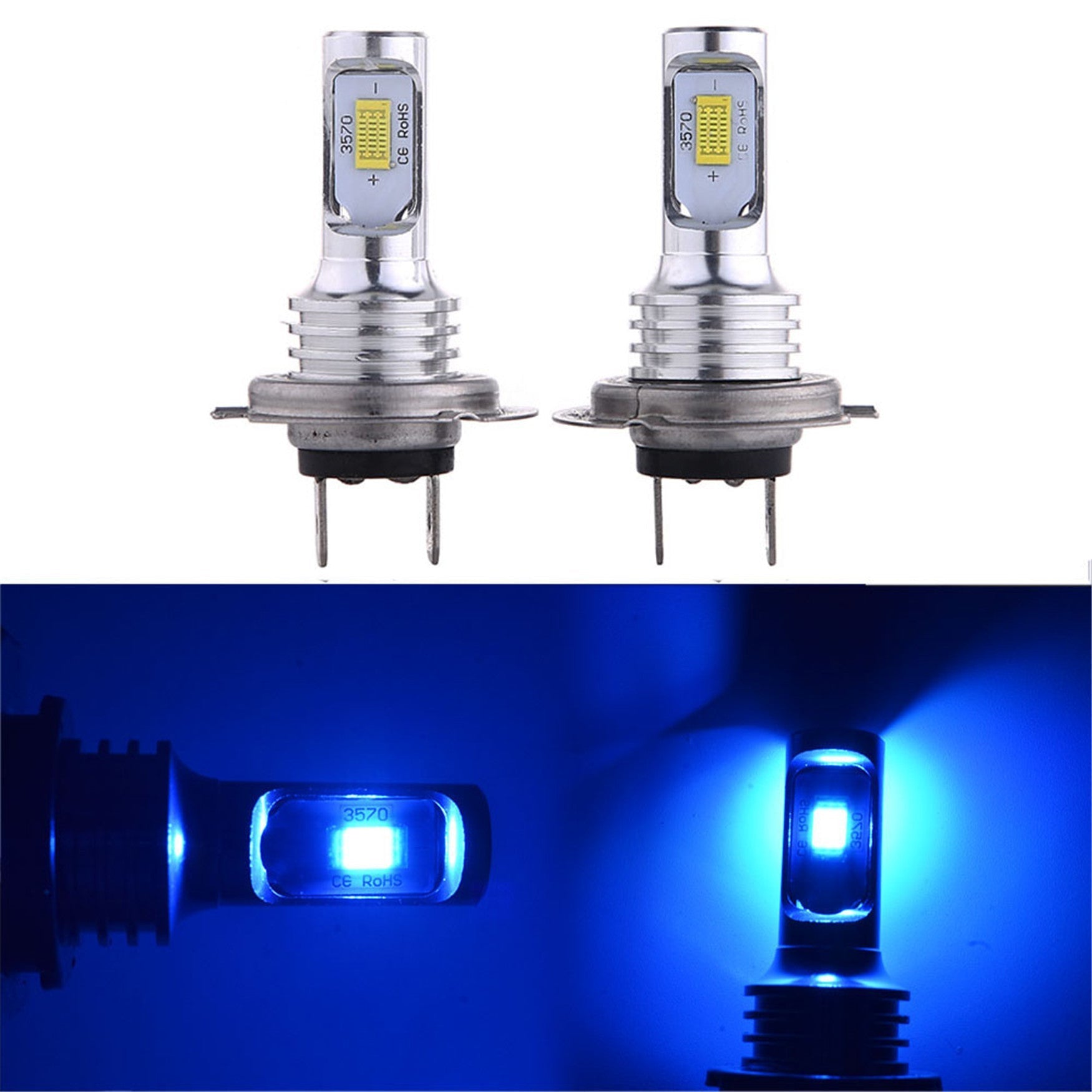 Super Bright 8000K Ice Blue Headlight Bulbs Kit High Low Beam H7 LED 80W 8000LM Lab Work Auto