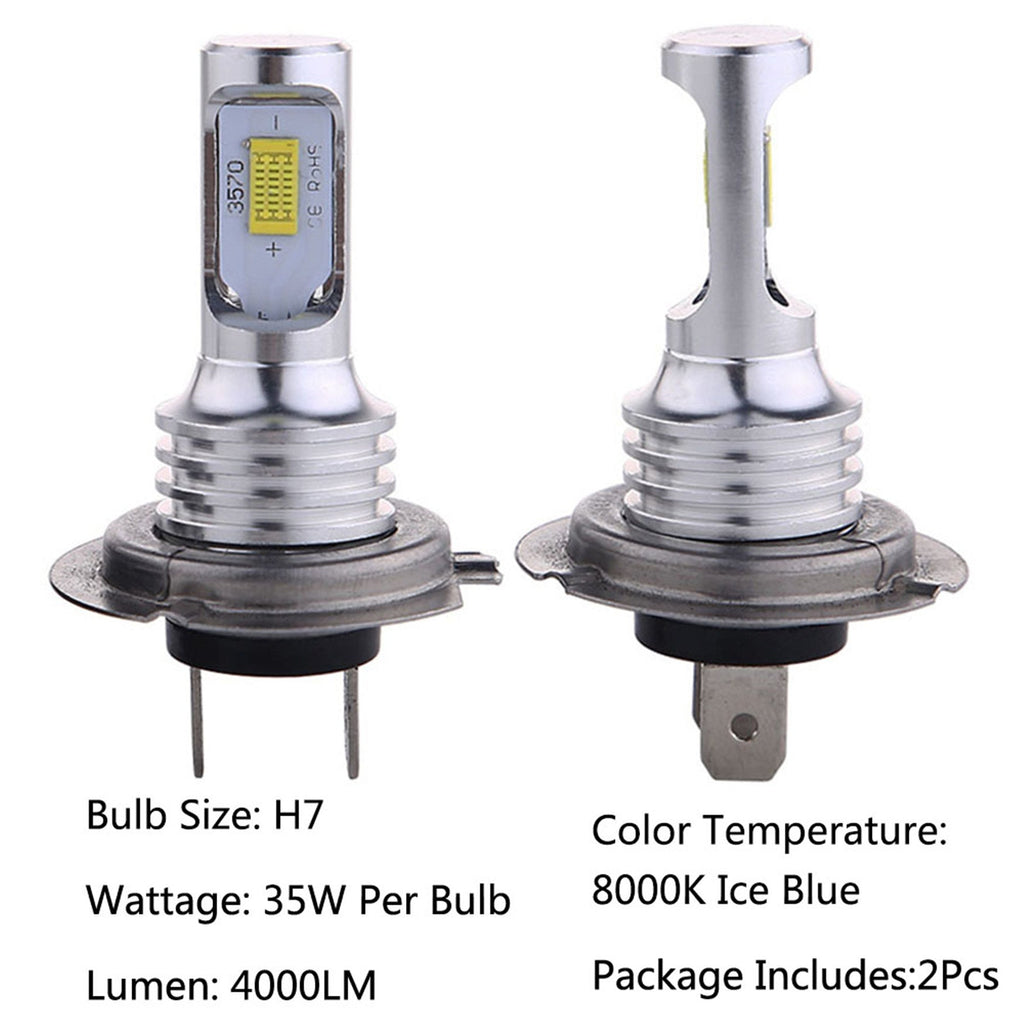 Super Bright 8000K Ice Blue Headlight Bulbs Kit High Low Beam H7 LED 80W 8000LM Lab Work Auto