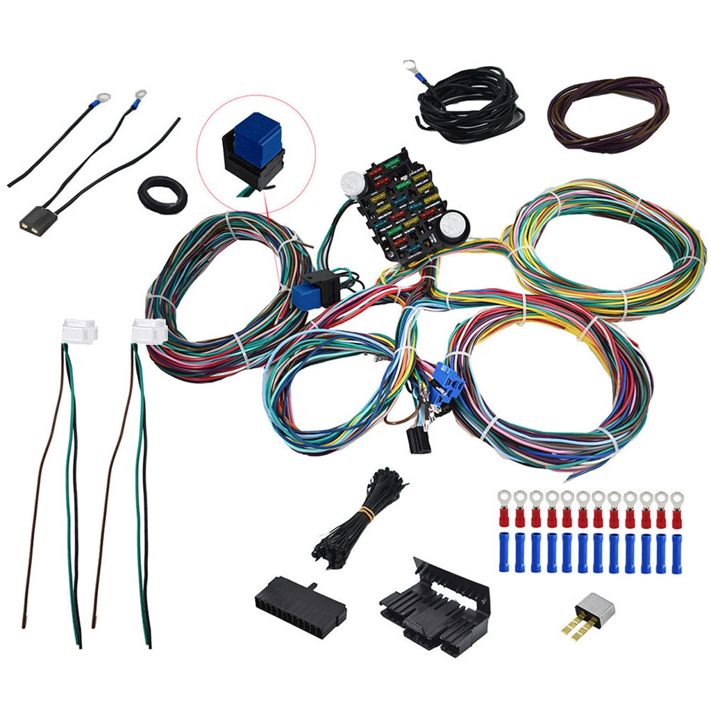 Universal 21 Circuit Wiring Harness For CHEVY FORD JEEP HOTRODS Lab Work Auto