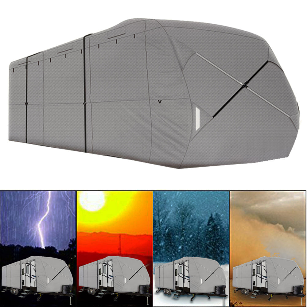 Waterproof Camper Travel Trailer Cover 4-Ply for 30'-33' RV Trailer Cover Lab Work Auto