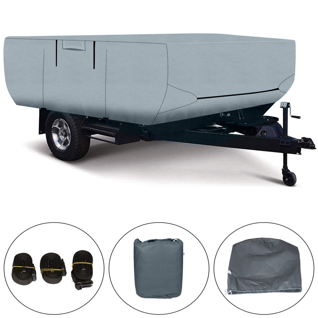 Waterproof Pop Up Folding Camper RV Cover Fits 12-14 FT Long Trailers Lab Work Auto