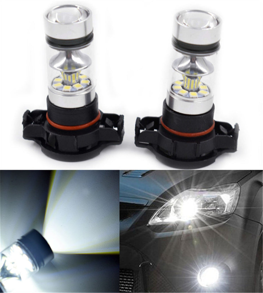 White 80W LED Fog Light Bulbs For 2007-2015 Chevy Silverado 5202 H16 6000K Pair Lab Work Auto