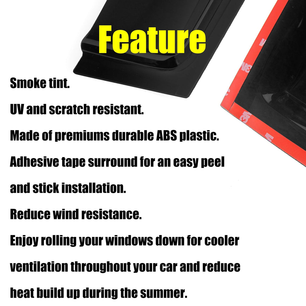Window Visor Shade Vent Wind Rain Sun Deflector 4Pcs For Honda Odyssey 2011-2017 Lab Work Auto