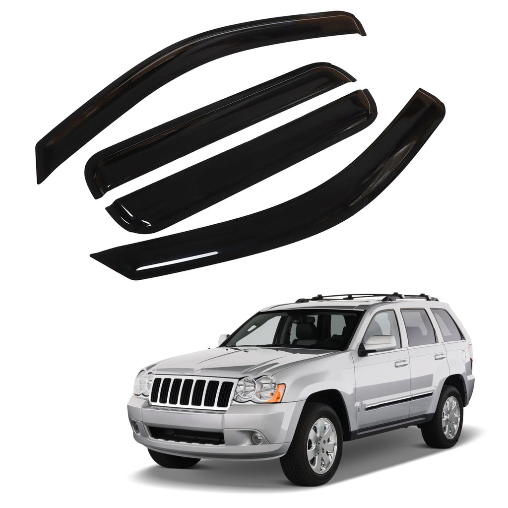 Window Visor Smoke Side Wind Deflectors For 2005-2010 Jeep Grand Cherokee 4Pcs Lab Work Auto