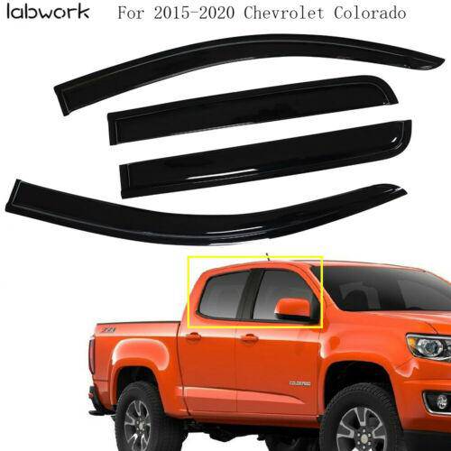 Window Visor Sun Vent Rain Guard For 2015-2020 Chevrolet Colorado Crew Cab 4PCS Lab Work Auto