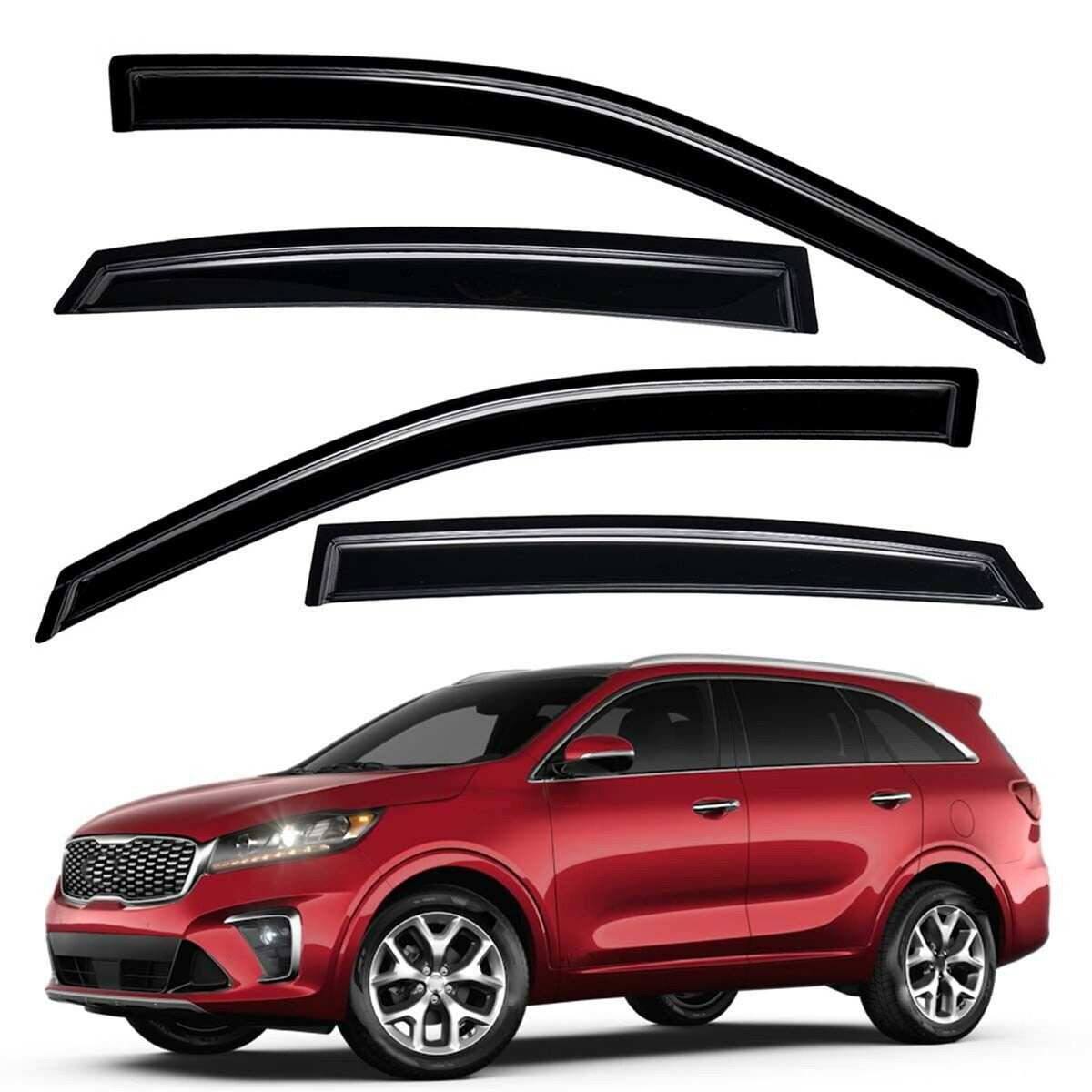 Window Visors Sun Rain Guards Wind Deflectors for Kia Sorento 2016-2020 Smoke Lab Work Auto
