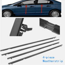 Load image into Gallery viewer, Window Weatherstrip Beltline Rubber Outside For CIVIC Sedan 2006-2011 Black 4PCS Lab Work Auto
