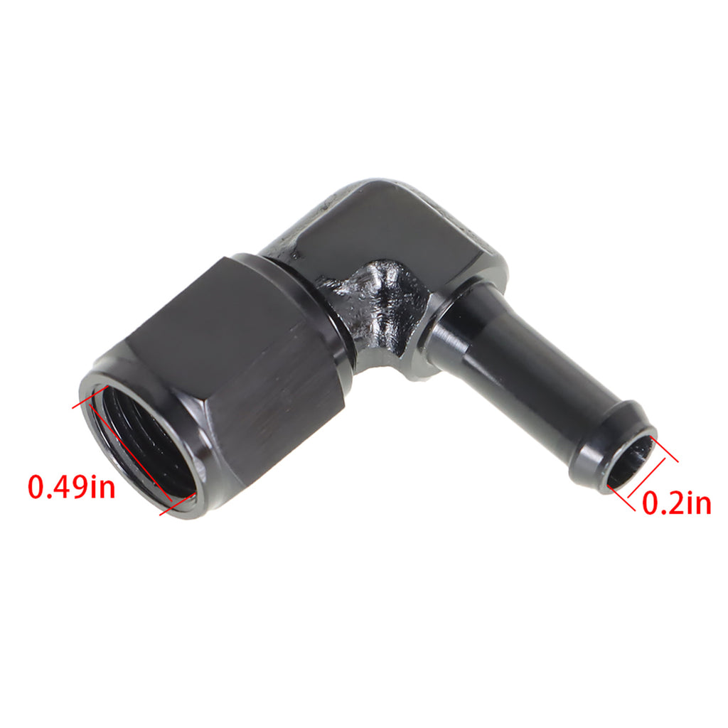 labwork 90 Degree 6AN Female Hose Barb Fuel Fittings 5/16 Inch Hose Adapter Black Anodized