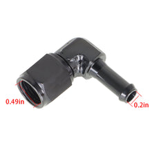 Load image into Gallery viewer, labwork 90 Degree 6AN Female Hose Barb Fuel Fittings 5/16 Inch Hose Adapter Black Anodized