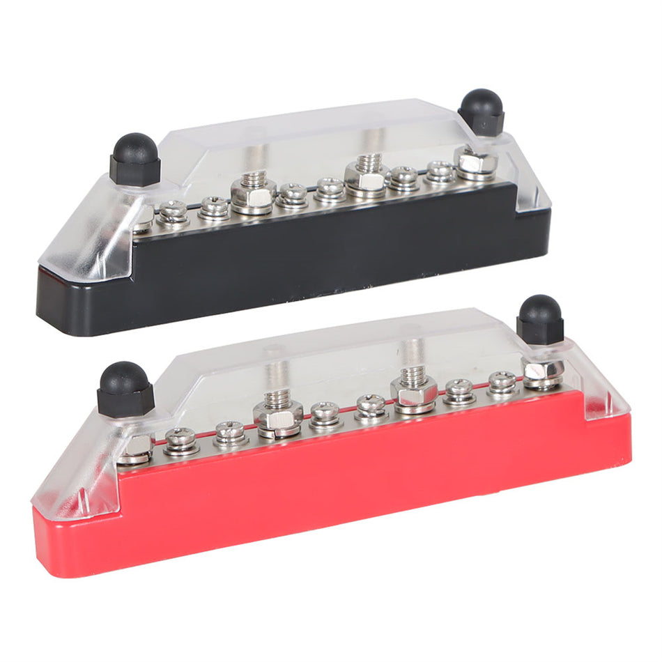 Labwork Power Distribution Terminal Block (Red+Black) 4 x M6 Studs 6 x M4 Screws