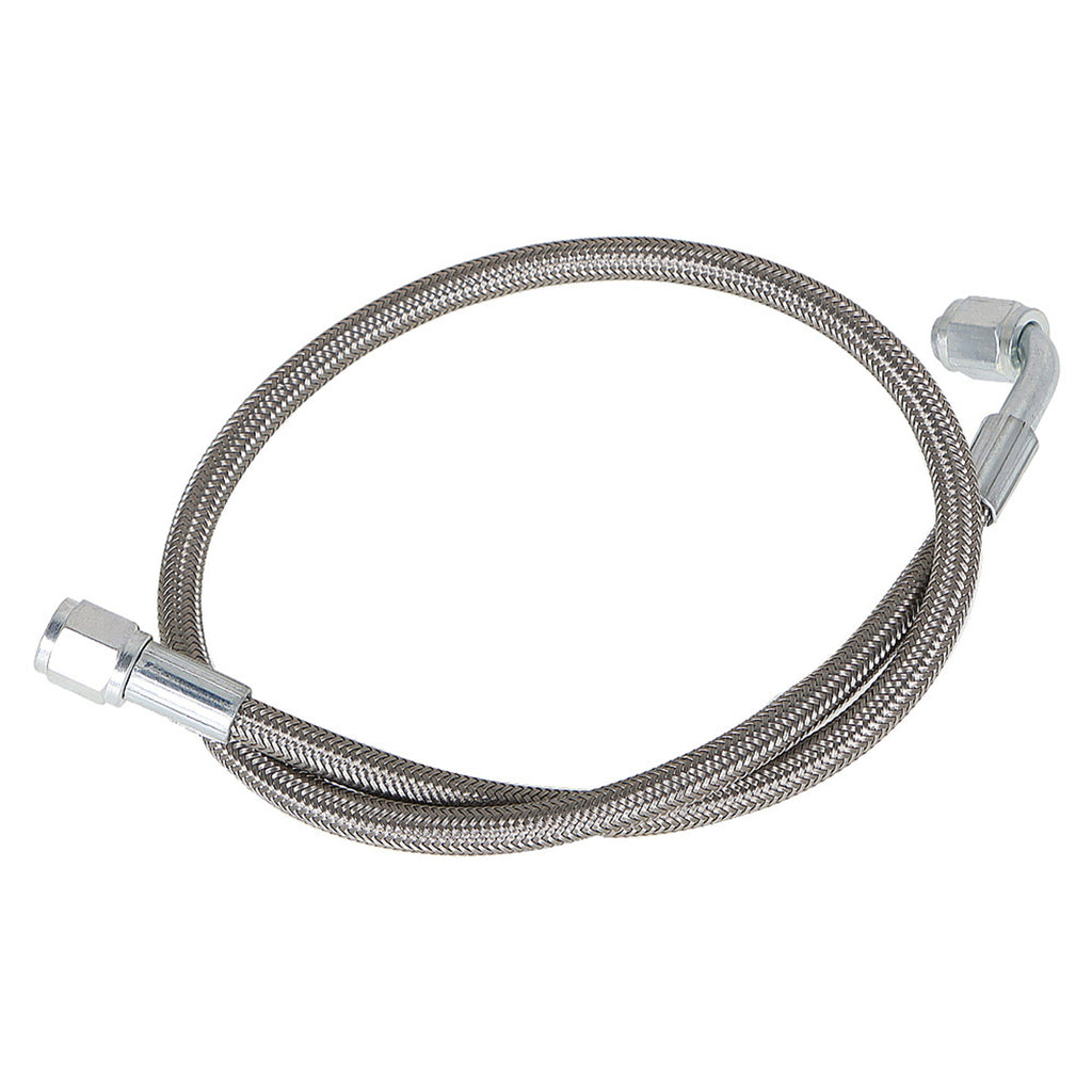 labwork Turbo Oil Feed Line 24 Length Hose Steel Braided -4-4AN 90 Degree x Straight PTFE Line