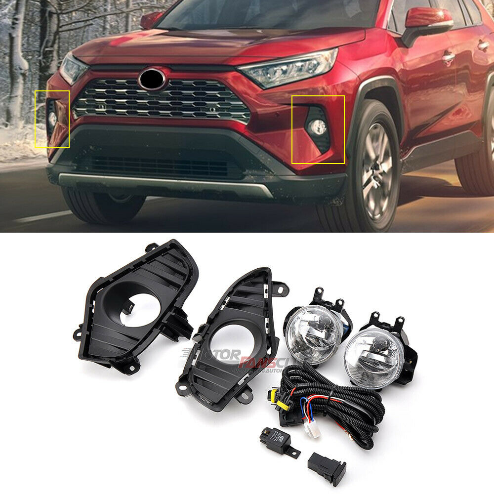 labwork Fog Lights Assembly Replacement for 2019 2020 2021 Toyota Rav4 with Bulbs Switch Wiring Kit