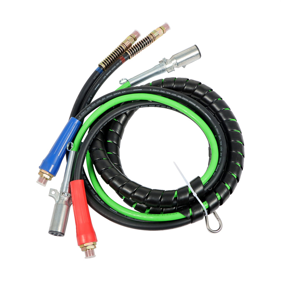 labwork 3-in-1 Wrap Set Air Line Hose Assemblies 12FT 7 Way with Accessories Replacement for Semi Truck Tractor Trailer