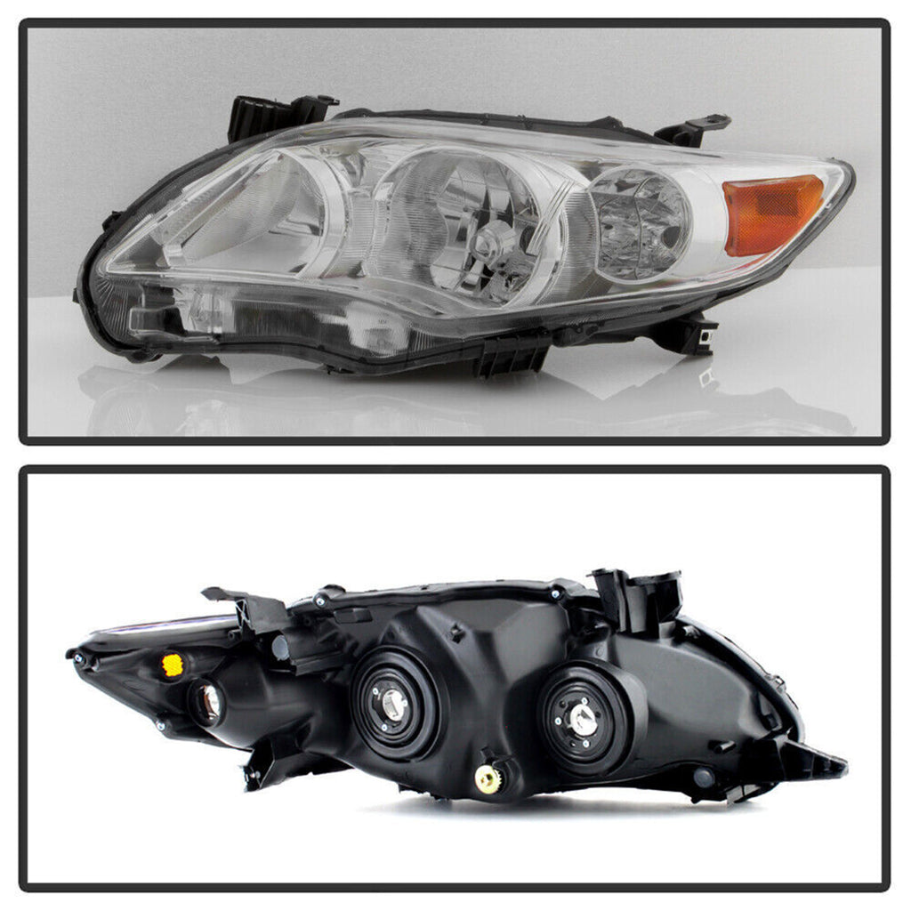 labwork LH + RH Headlight Headlamp Assembly Replacement for 2011 2012 2013 Toyota Corolla Projector Black Lamps Driver and Passenger Side