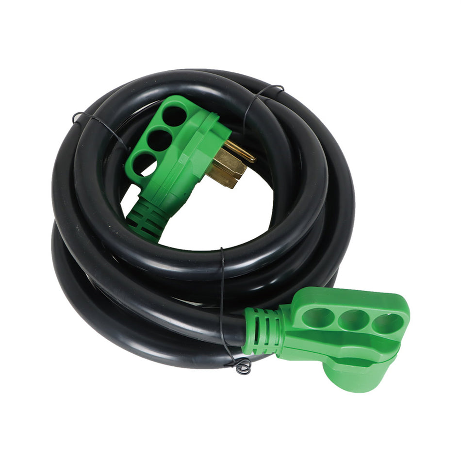 labwork RV Extension Cord Heavy Duty SJTW Cord with Led Power Indicator and 14-50P/R Standard Plug Green Black Wire Plug Without Lock 50A 15 Feet