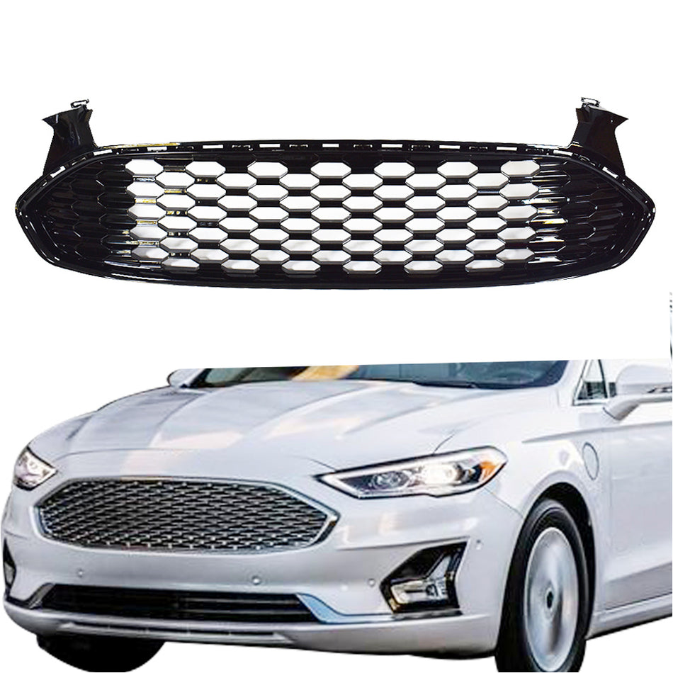 Labwork Honeycomb Front Bumper Mesh Grill Grille for 2013-2016 Ford Fusion Gloss Black